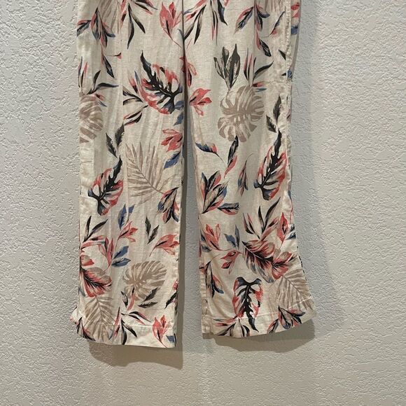 Briggs Elastic Waistband Pants Tan Floral Pattern Size Medium - Picture 5 of 11